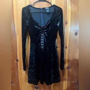Cosmic Aura Black Velvet Dress